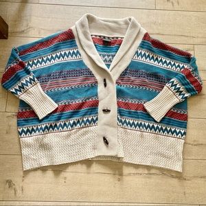 Shyanne Cardigan XL Teal, Cream, Red southwestern pattern